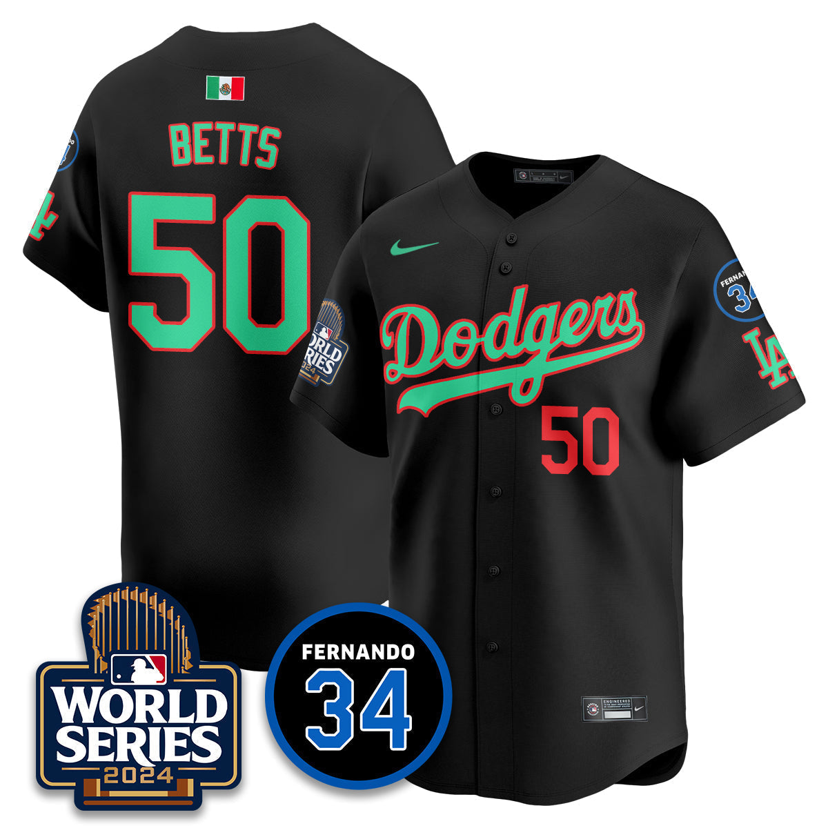 Dodgers Mexico World Series Jersey - Stitched