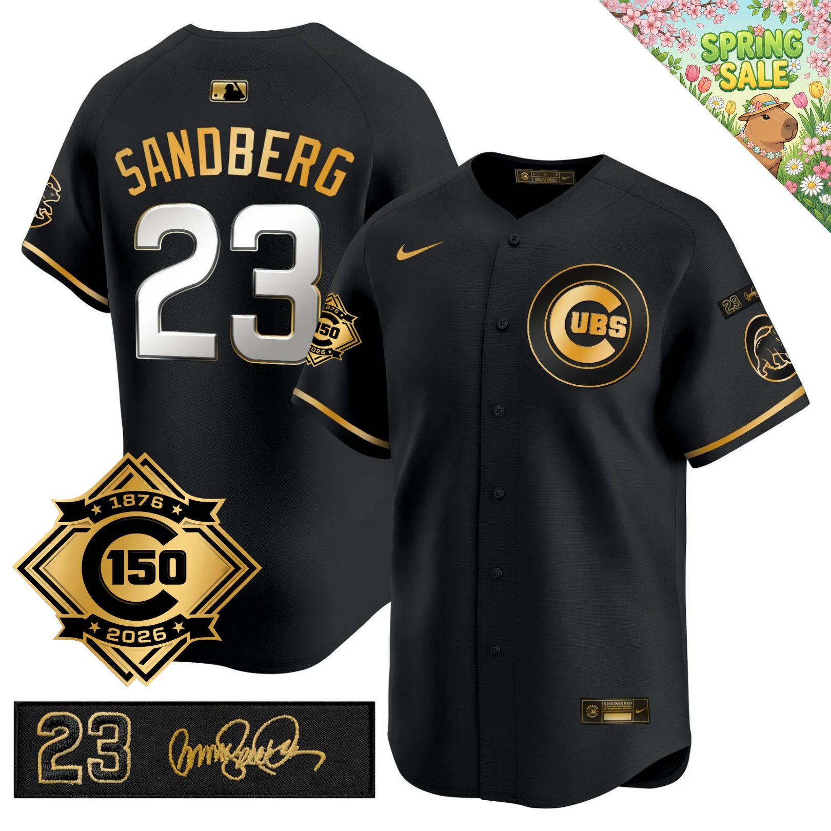 CHC 150th Anniversary & 'Ryne Sandberg Tribute' Limited Gold Jersey - Stitched
