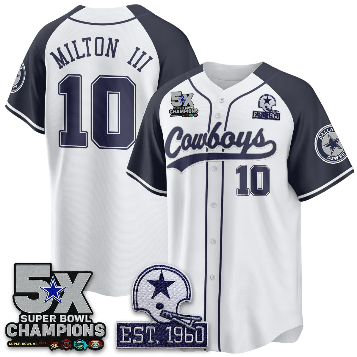 DAL 5-Time Champions Patch Limited Baseball Jersey - Stitched