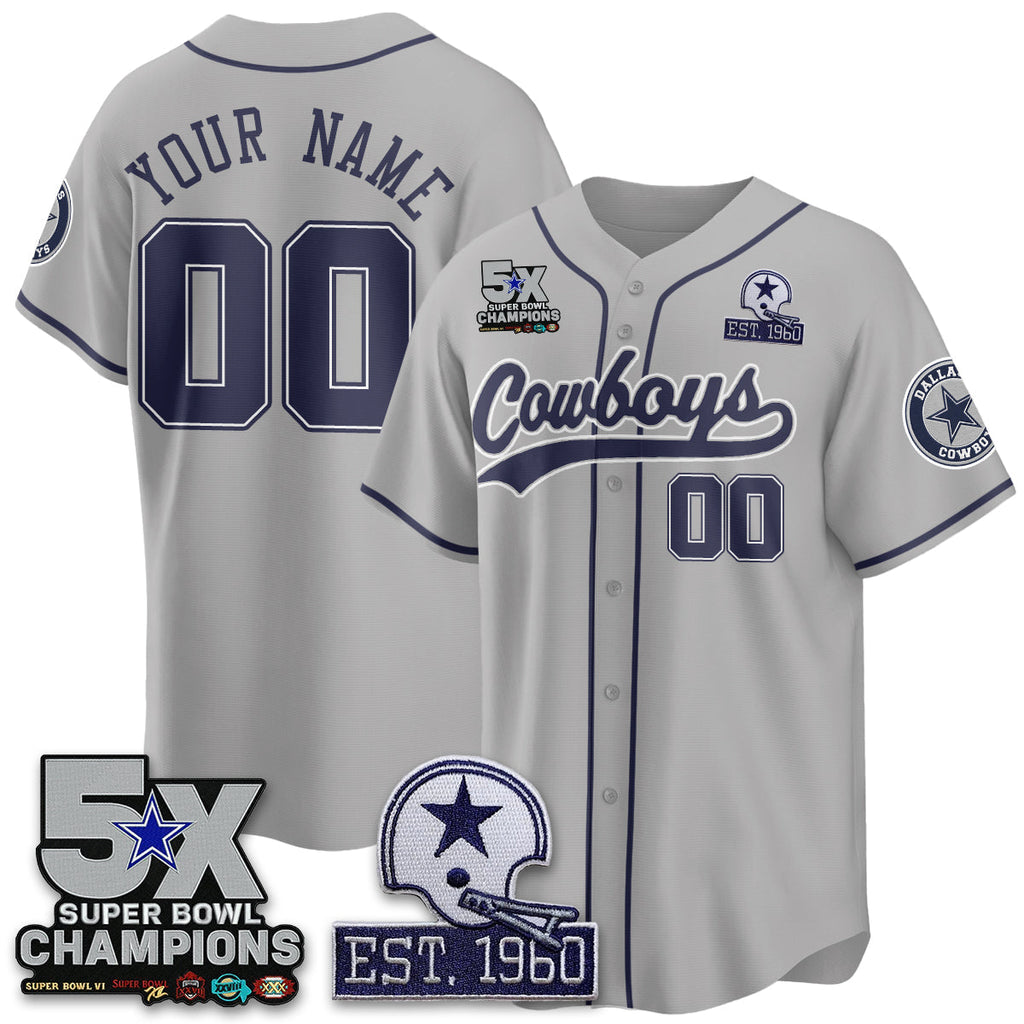 DAL 5-Time Champions Patch Limited Baseball Jersey - Stitched