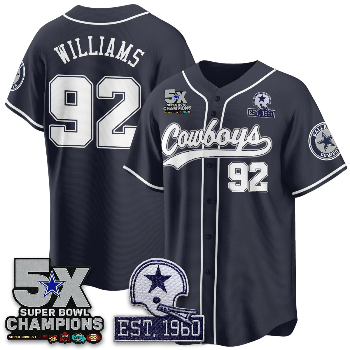 DAL 5-Time Champions Patch Limited Baseball Jersey - Stitched