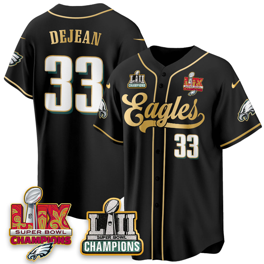 PHI LII-LIX Super Bowl Champions Vapor Limited Gold Baseball Jersey - Stitched