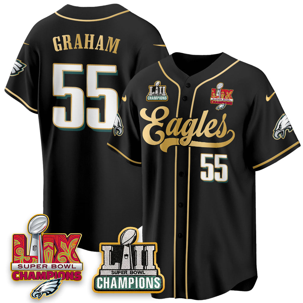 PHI LII-LIX Super Bowl Champions Vapor Limited Gold Baseball Jersey - Stitched
