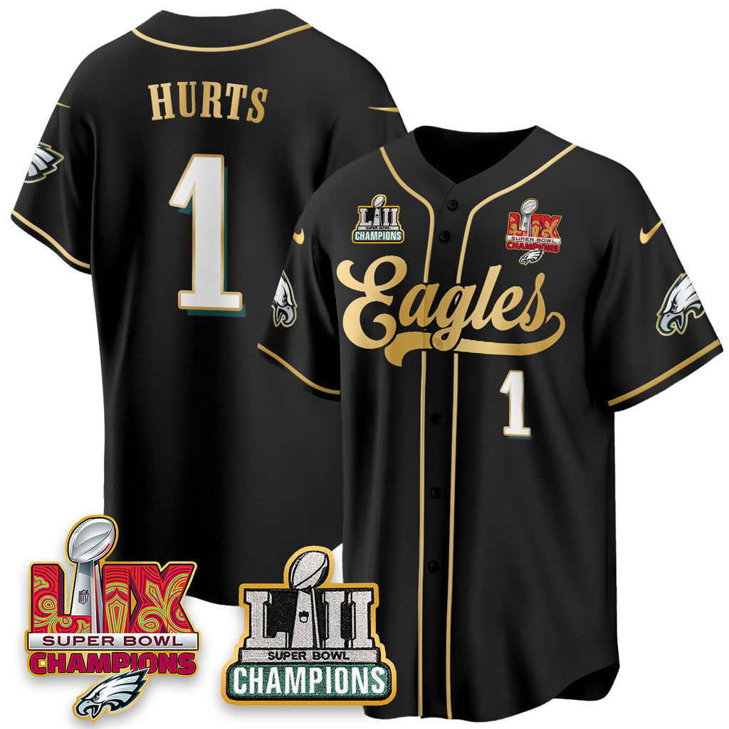 PHI LII-LIX Super Bowl Champions Vapor Limited Gold Baseball Jersey - Stitched