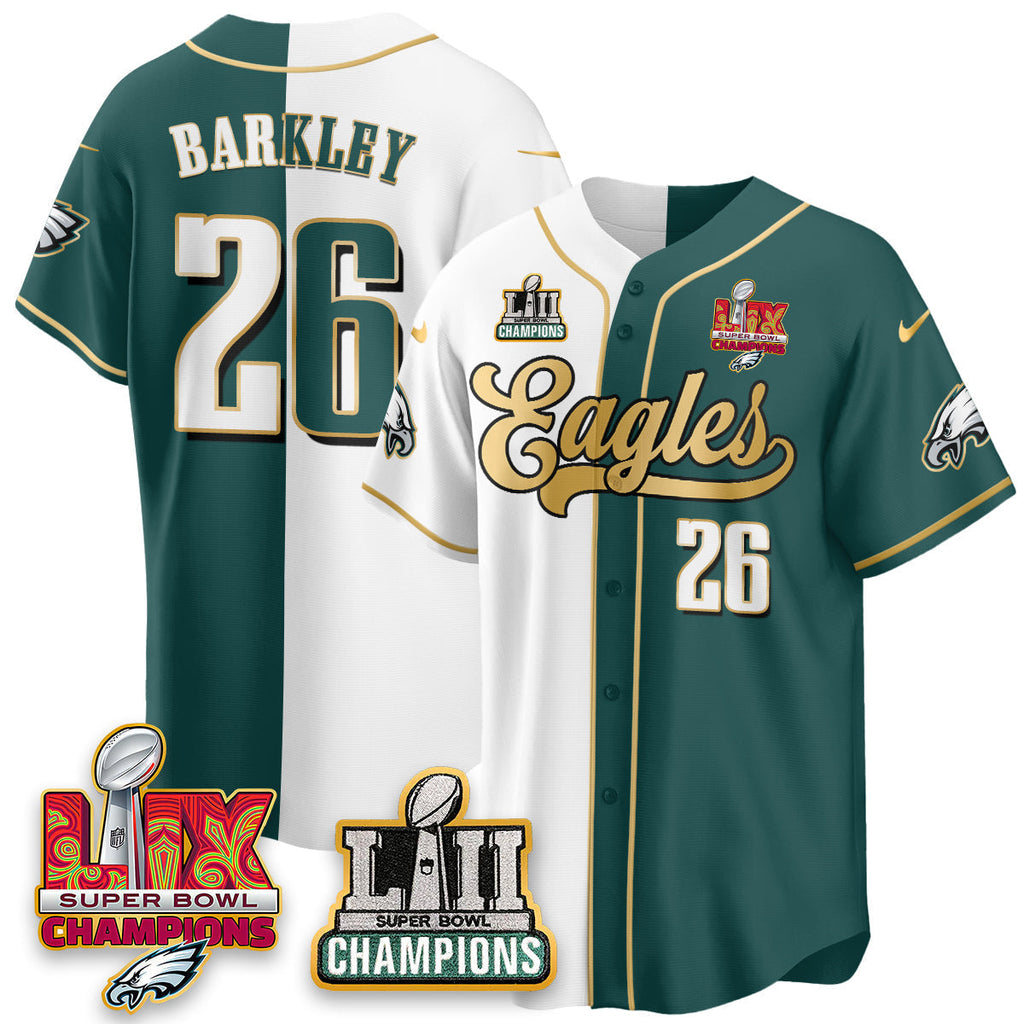 PHI LII-LIX Super Bowl Champions Vapor Limited Gold Baseball Jersey - Stitched