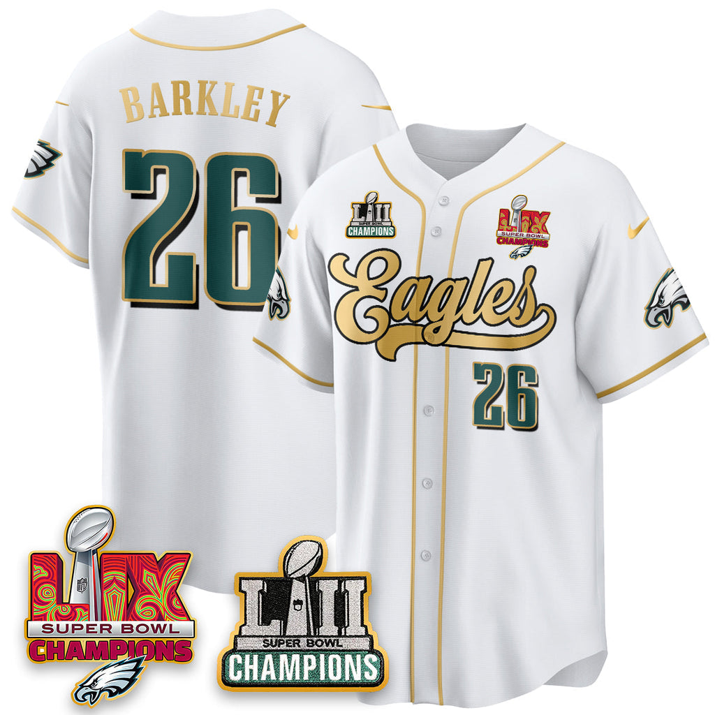 PHI LII-LIX Super Bowl Champions Vapor Limited Gold Baseball Jersey - Stitched
