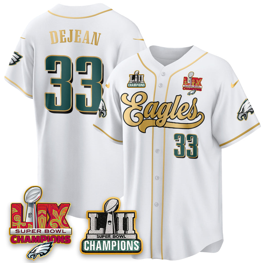 PHI LII-LIX Super Bowl Champions Vapor Limited Gold Baseball Jersey - Stitched