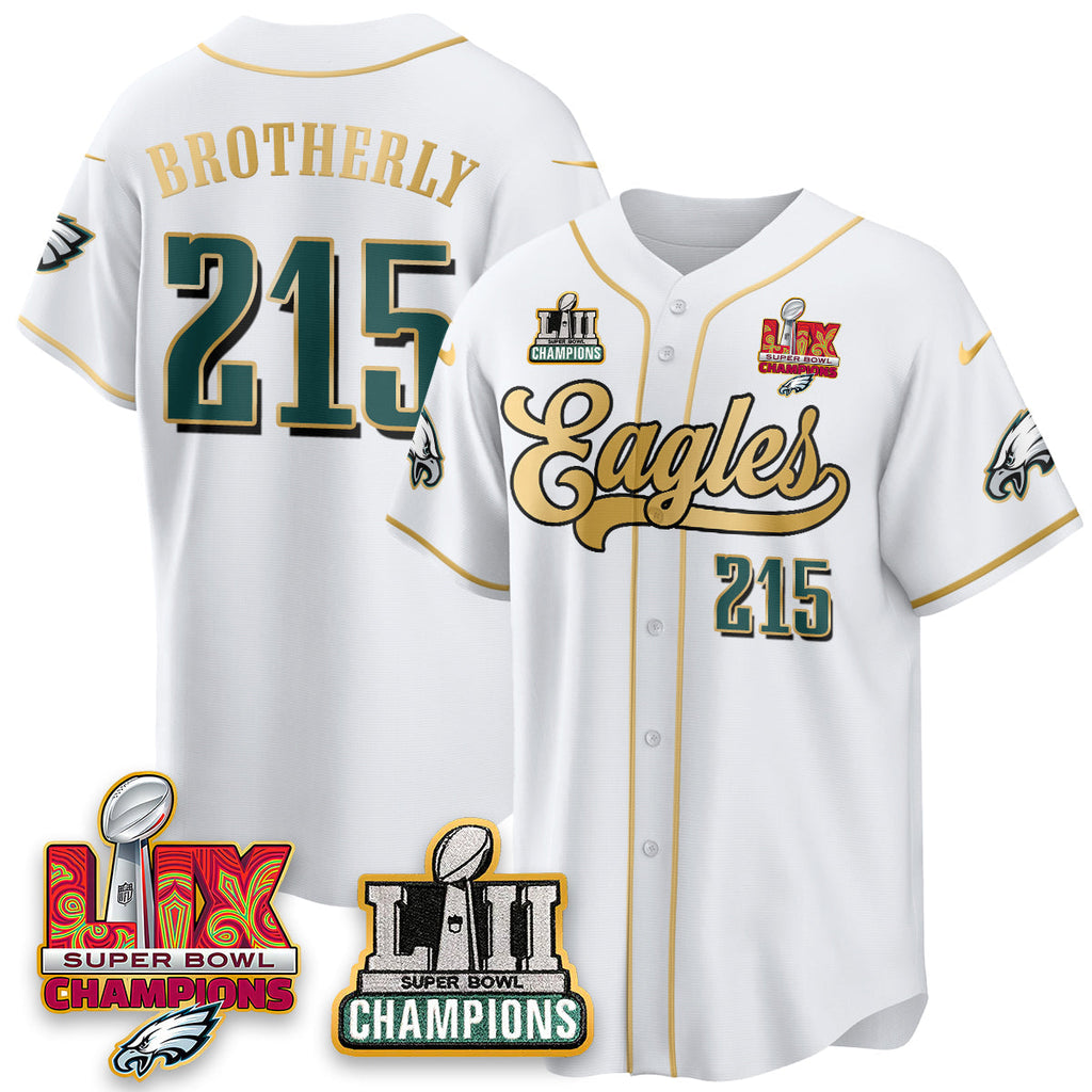 PHI LII-LIX Super Bowl Champions Vapor Limited Gold Baseball Jersey - Stitched