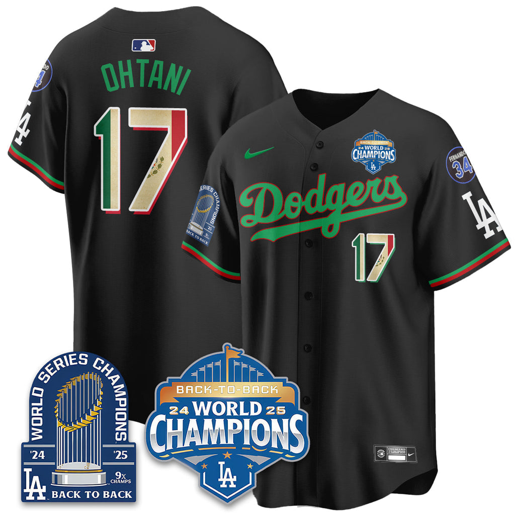 LAD Mexico World Series Champions Jersey - 9x Champs - Stitched