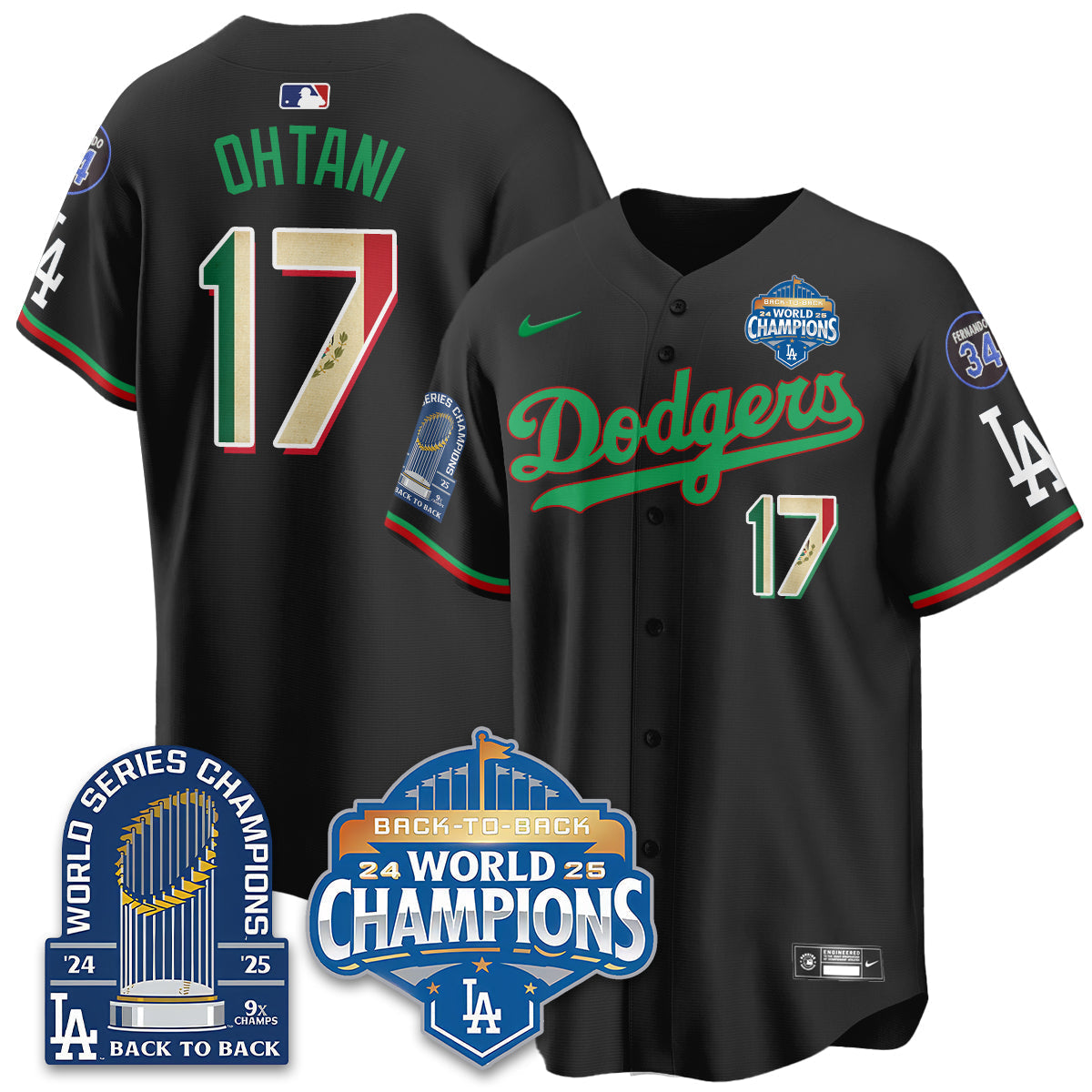 LAD Mexico World Series Champions Jersey - 9x Champs - Stitched
