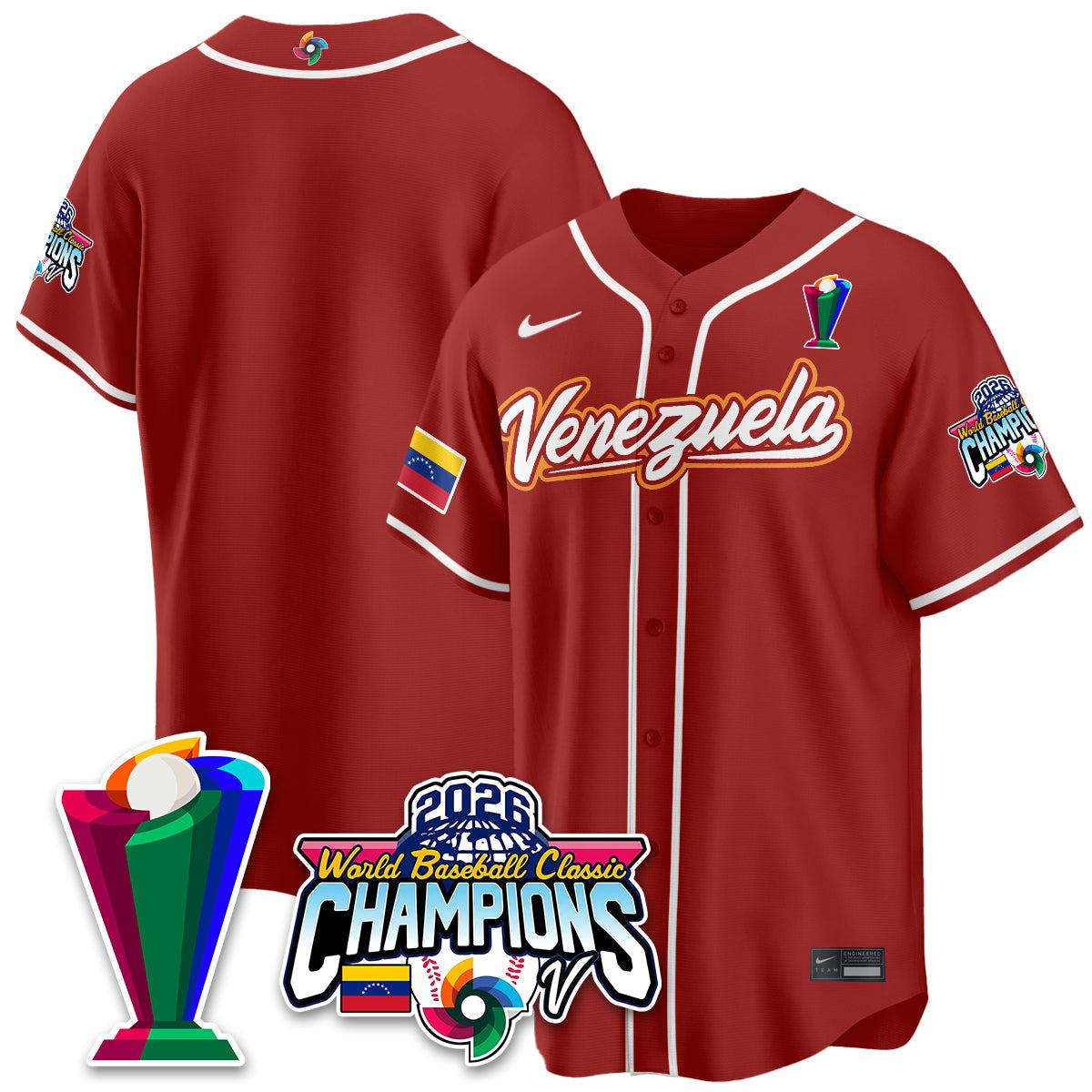 Venezuela Baseball 2026 World Baseball Classic Champions Limited Jersey V2 - Stitched