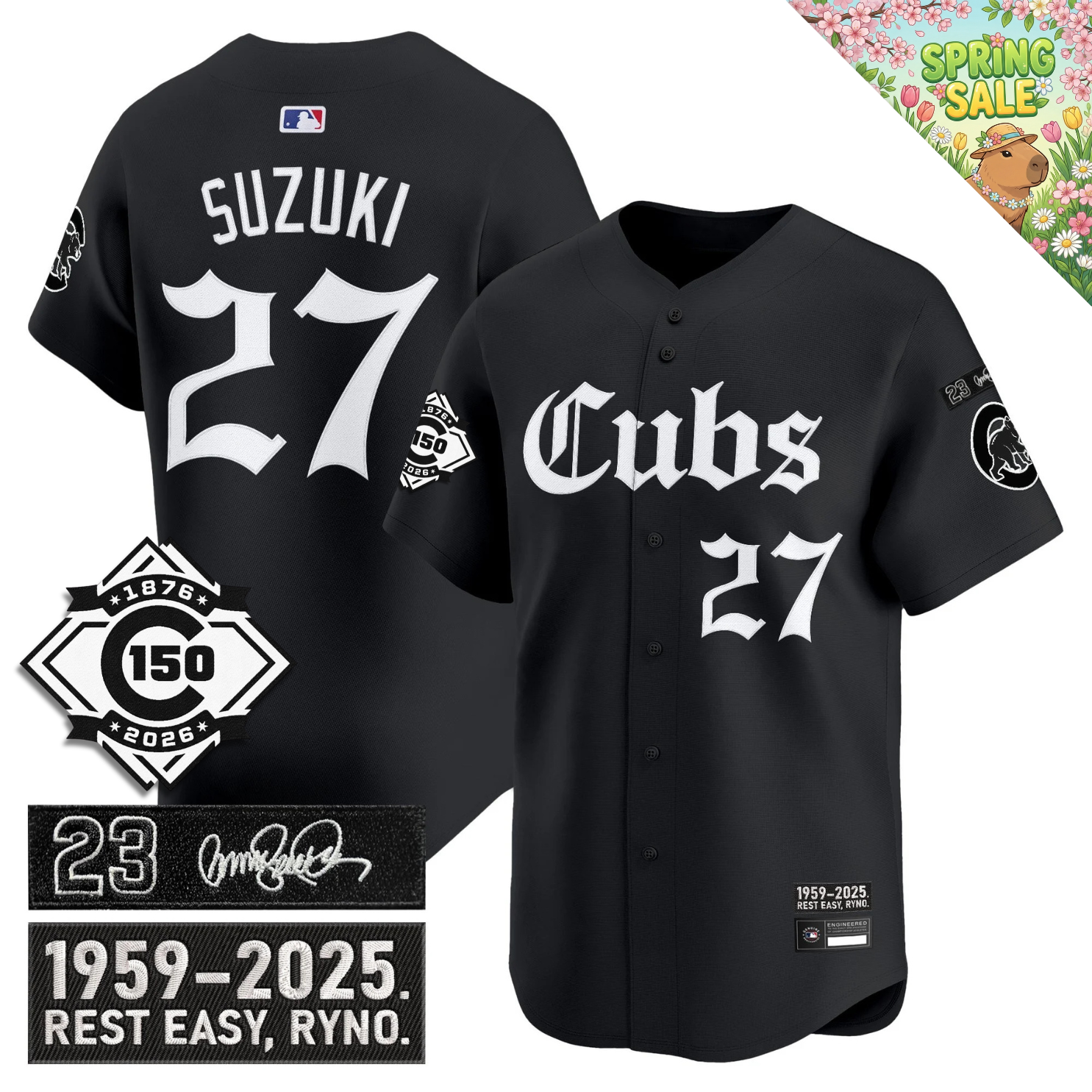 CHC 'Ryne Sandberg Tribute' & 150th anniversary patch Limited Gothic Jersey - Stitched