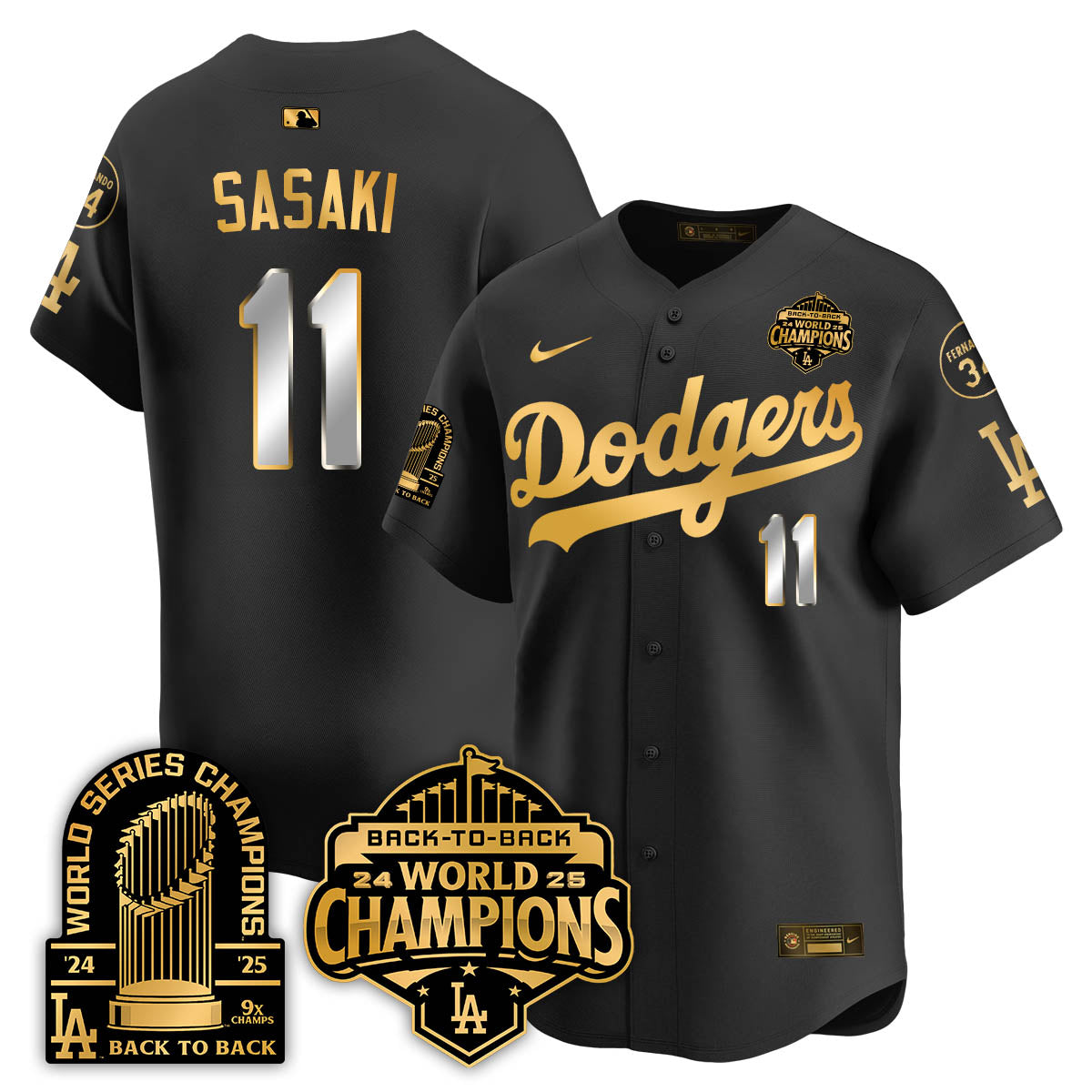 LAD 2025 World Series Champions Jersey - 9x Champs - Stitched