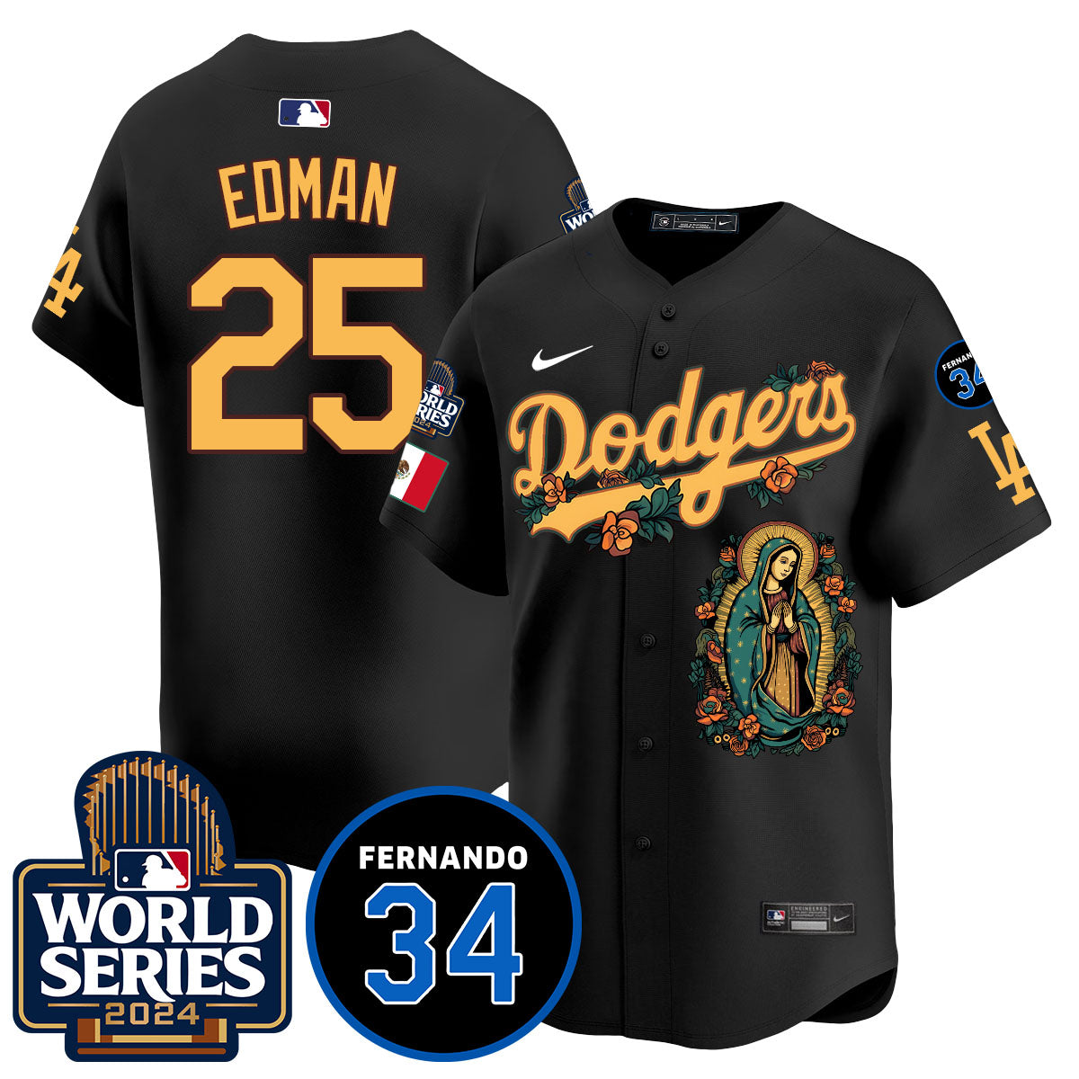 Dodgers Guadalupe - Fernando Valenzuela Memorial Jersey - Stitched