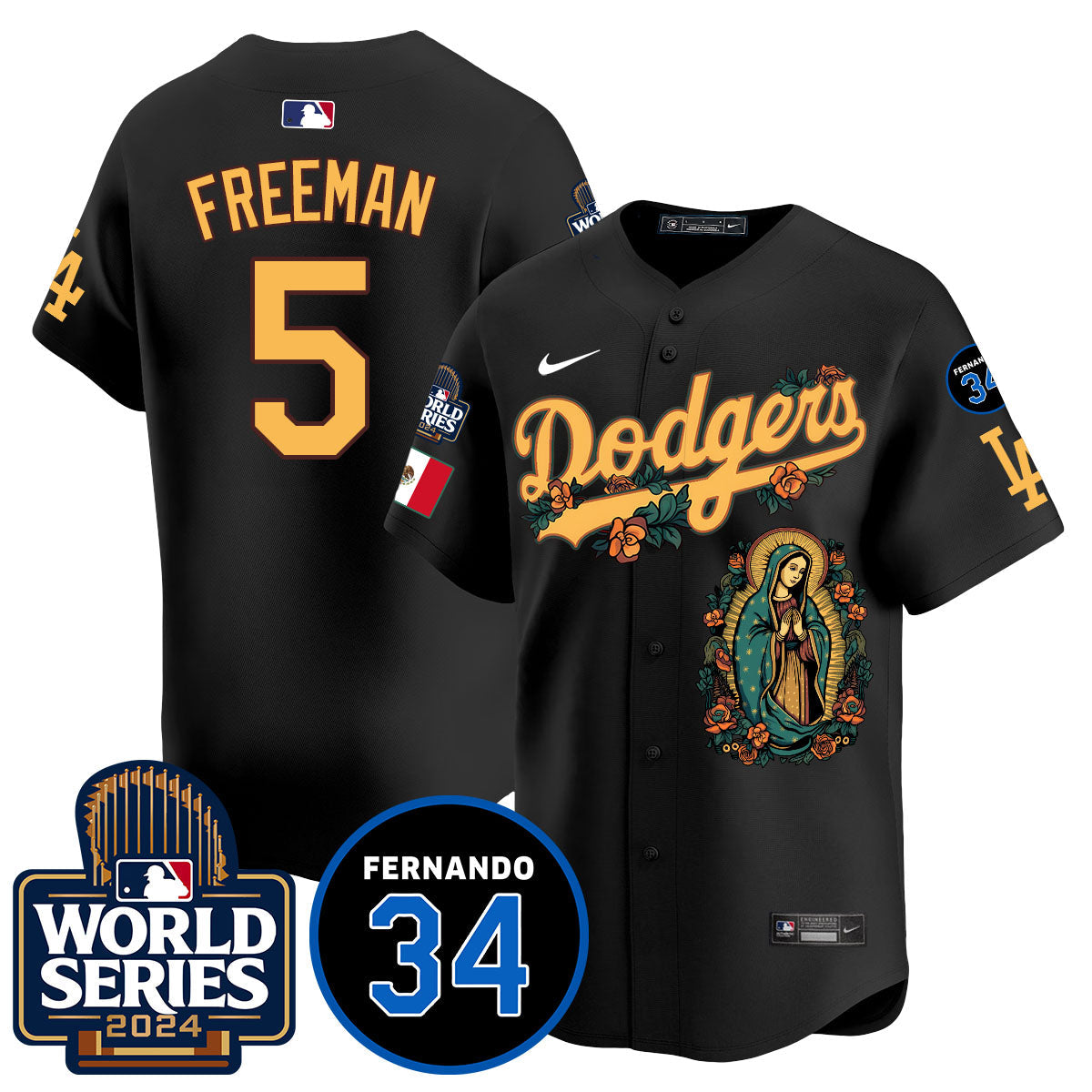 Dodgers Guadalupe - Fernando Valenzuela Memorial Jersey - Stitched