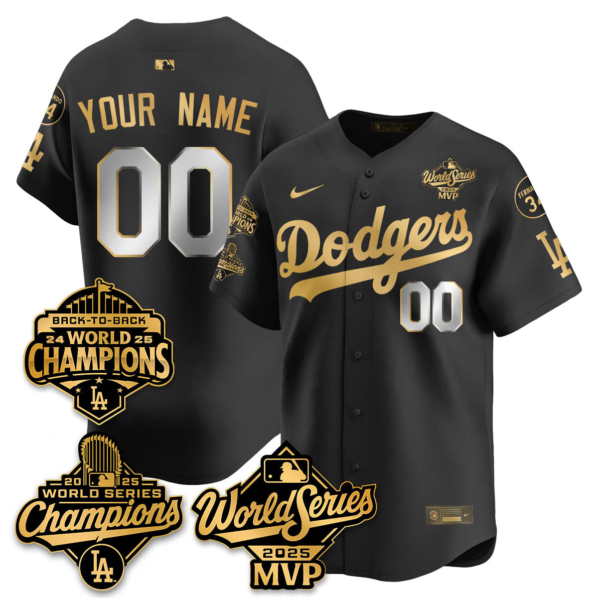Yoshinobu Yamamoto LAD 2025 World Series MVP Jersey - Stitched