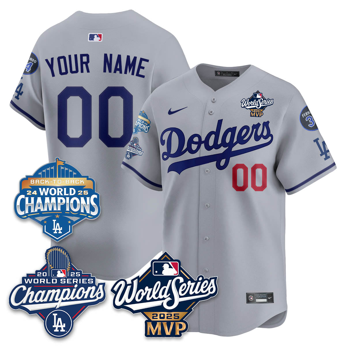 Yoshinobu Yamamoto LAD 2025 World Series MVP Jersey - Stitched