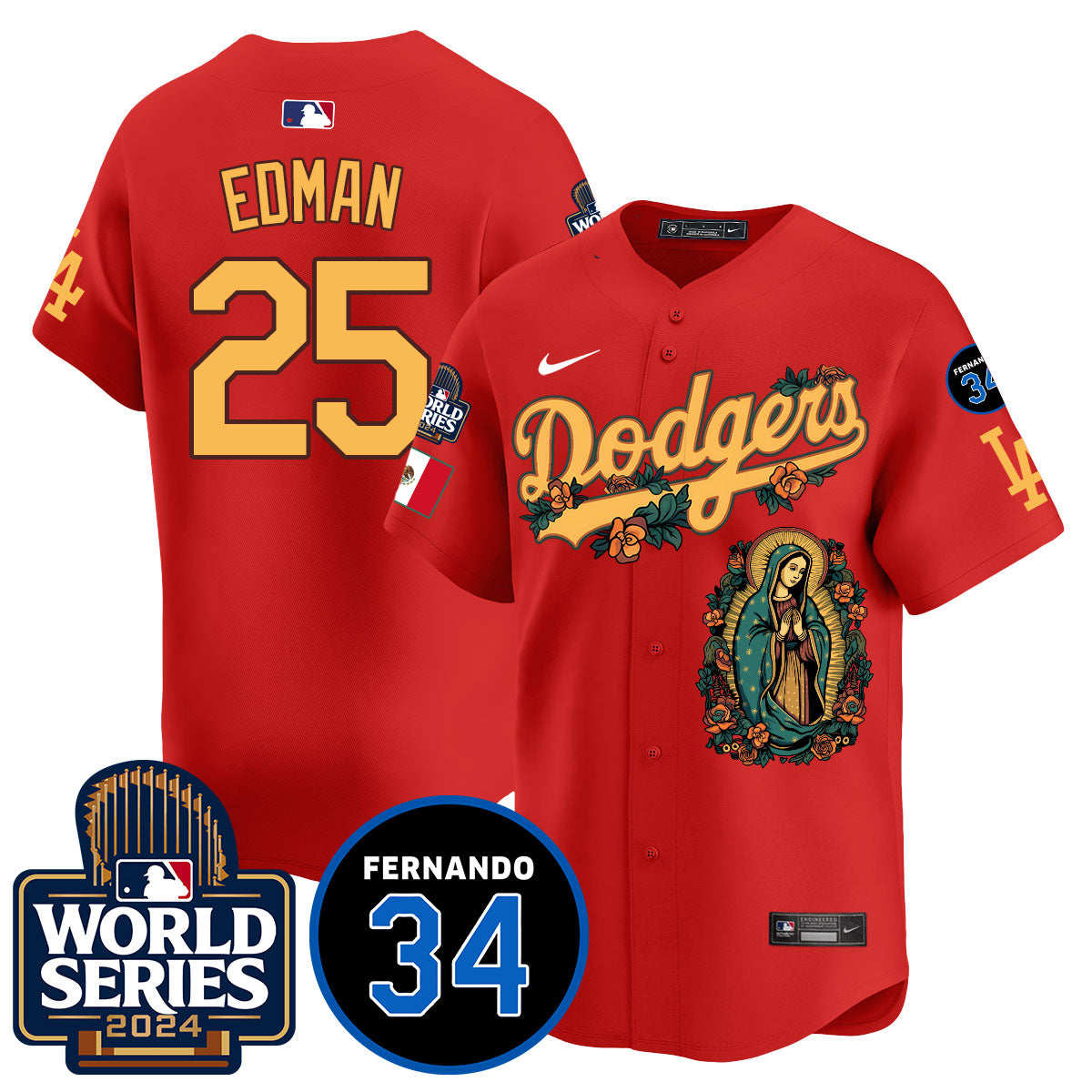 Dodgers Guadalupe - Fernando Valenzuela Memorial Jersey - Stitched