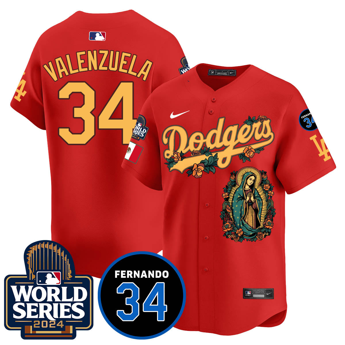 Dodgers Guadalupe - Fernando Valenzuela Memorial Jersey - Stitched
