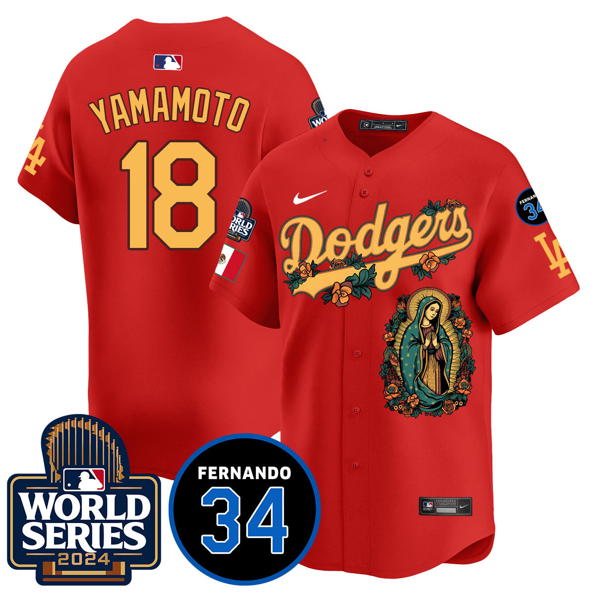Dodgers Guadalupe - Fernando Valenzuela Memorial Jersey - Stitched