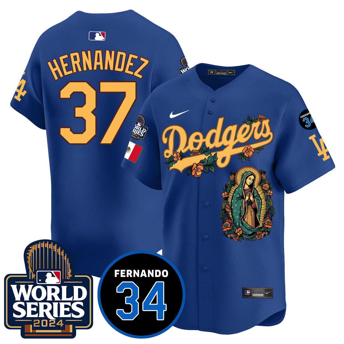 Dodgers Guadalupe - Fernando Valenzuela Memorial Jersey - Stitched