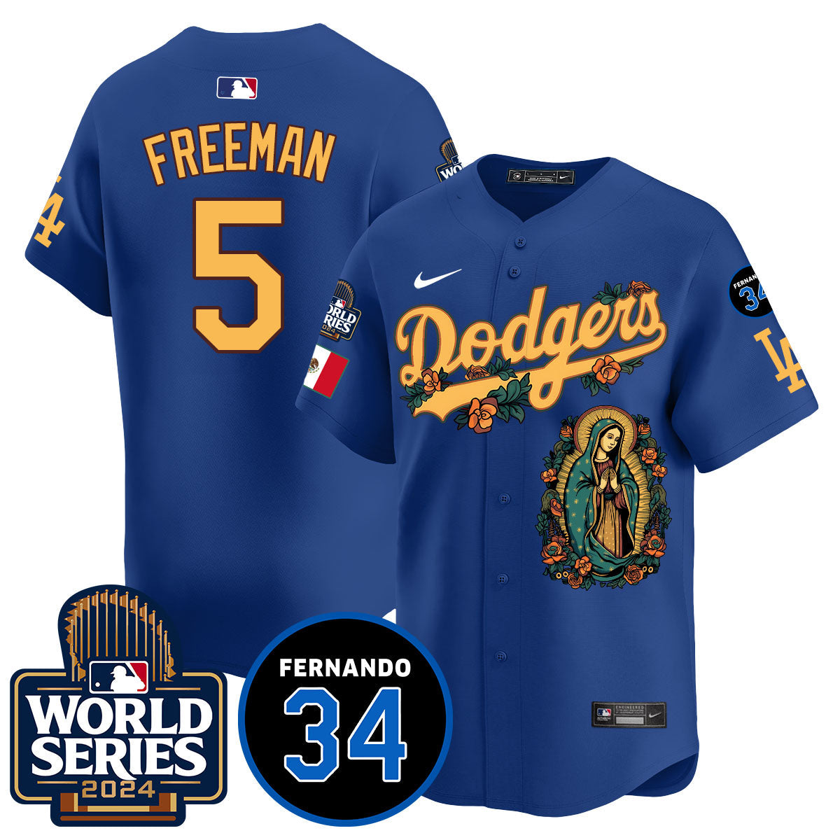 Dodgers Guadalupe - Fernando Valenzuela Memorial Jersey - Stitched