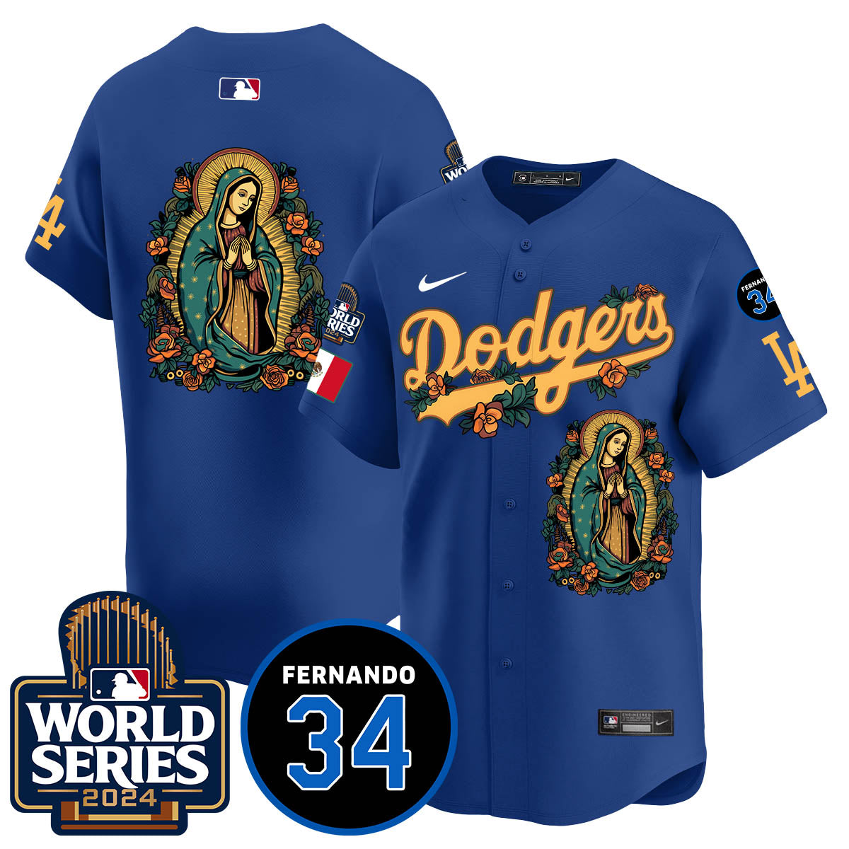 Dodgers Guadalupe - Fernando Valenzuela Memorial Jersey - Stitched