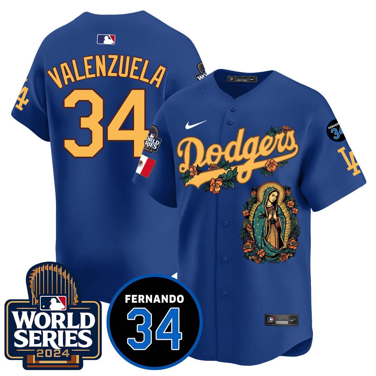 Dodgers Guadalupe - Fernando Valenzuela Memorial Jersey - Stitched