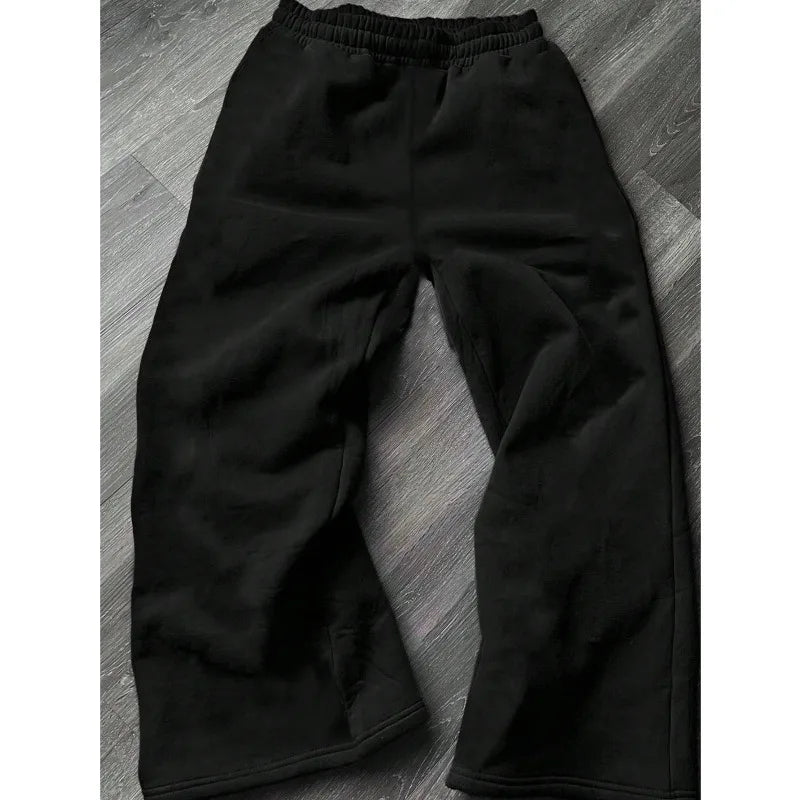 Gothic print straight-leg sweatpants loose fit unisex casual streetwear fashionable sportswear trousers men clothing sweatpants
