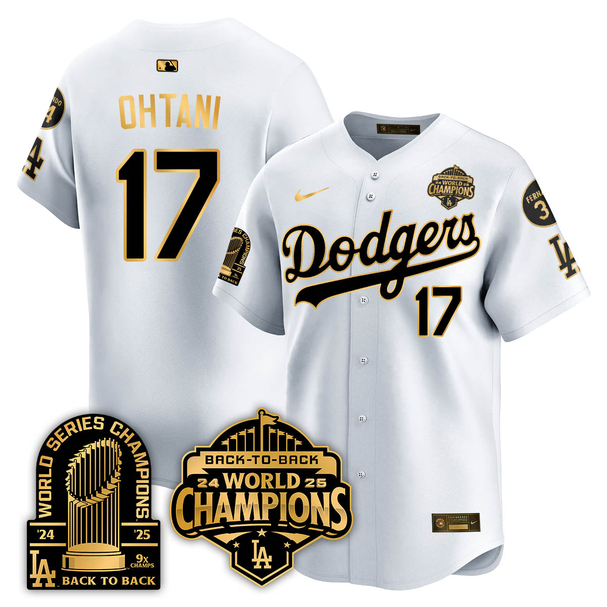 LAD 2025 World Series Champions Jersey - 9x Champs - Stitched