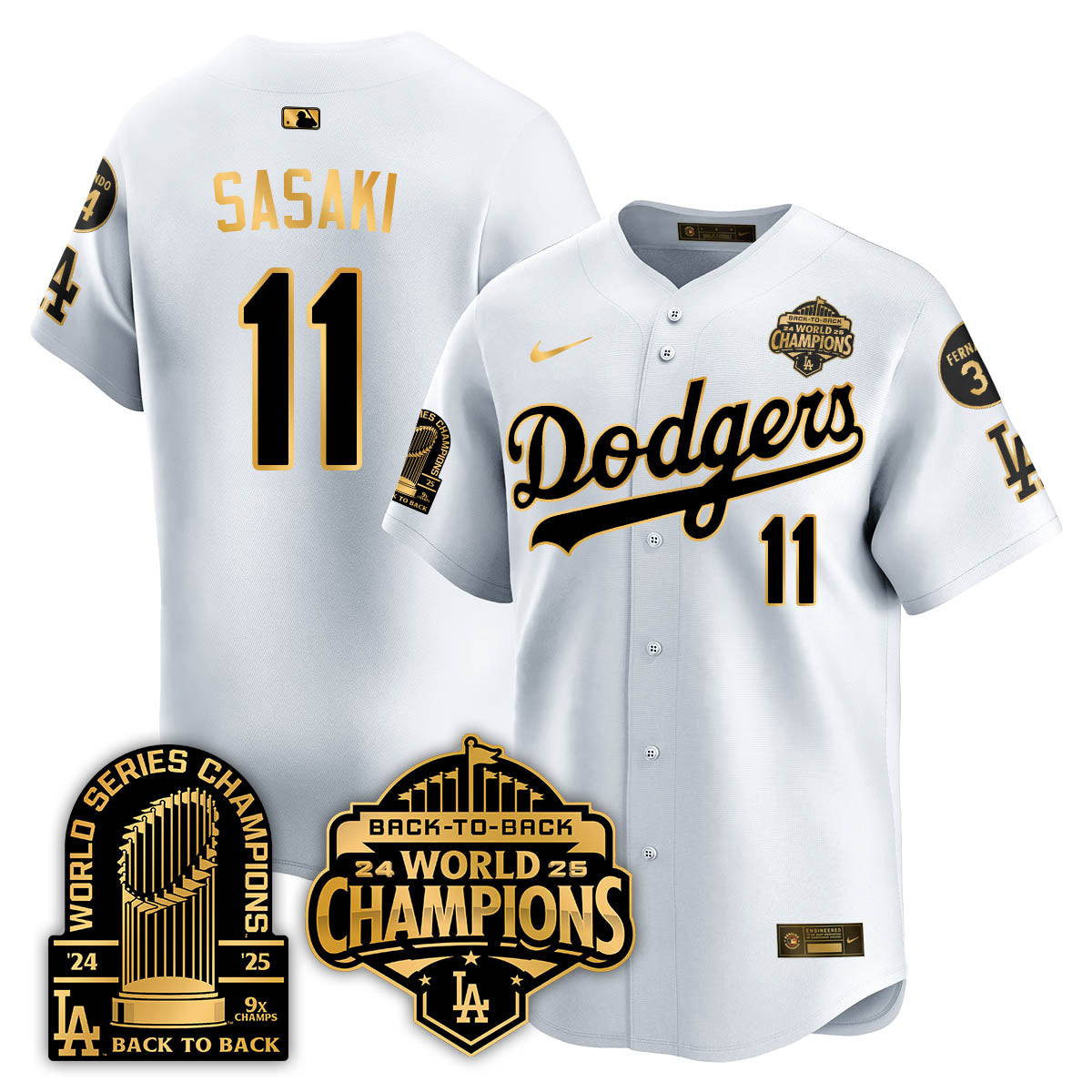 LAD 2025 World Series Champions Jersey - 9x Champs - Stitched