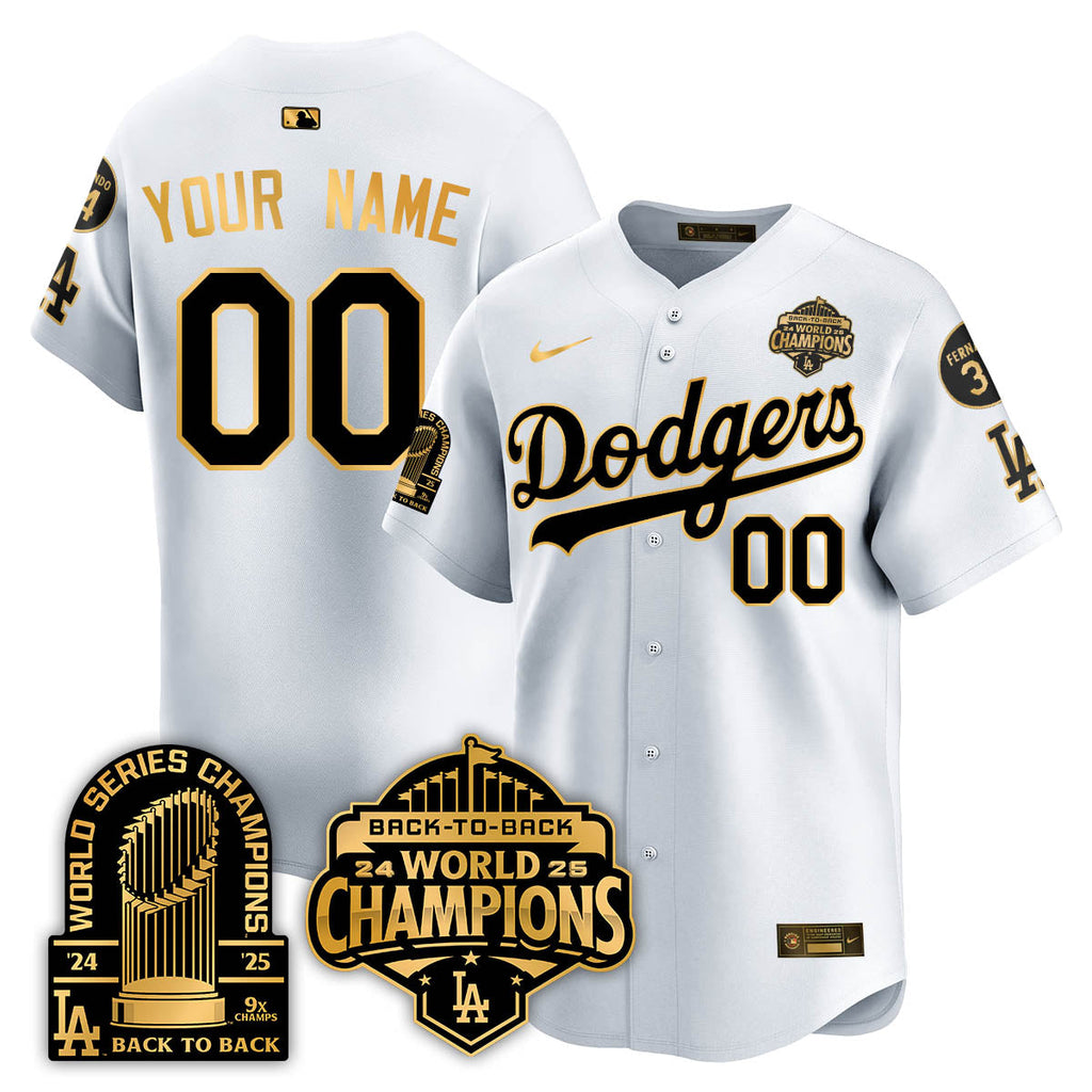 LAD 2025 World Series Champions  Gold Jersey - 9x Champs - Stitched