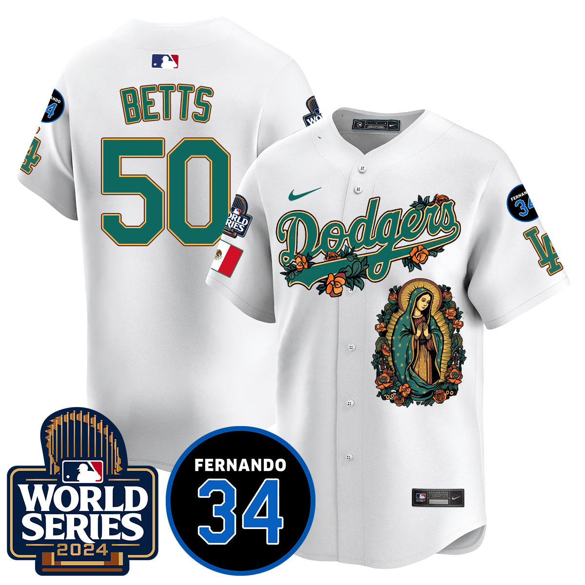 Dodgers Guadalupe - Fernando Valenzuela Memorial Jersey - Stitched