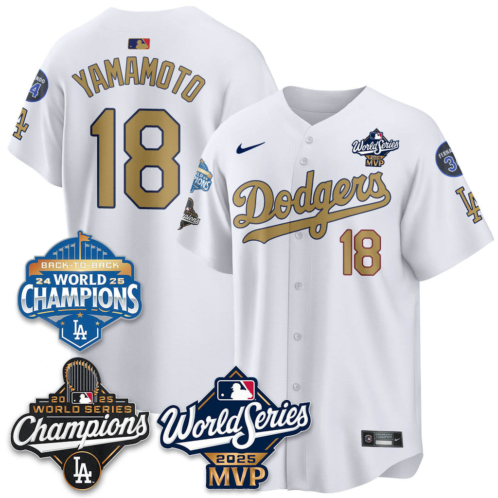 Yoshinobu Yamamoto LAD 2025 World Series MVP Jersey - Stitched