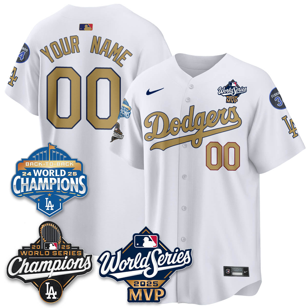 Yoshinobu Yamamoto LAD 2025 World Series MVP Jersey - Stitched