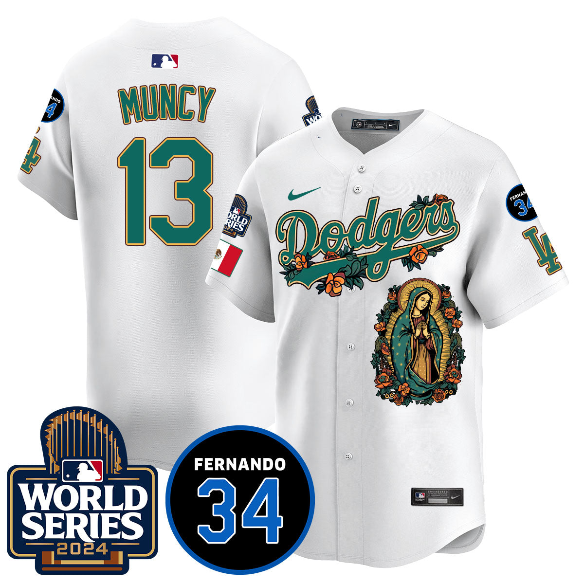 Dodgers Guadalupe - Fernando Valenzuela Memorial Jersey - Stitched