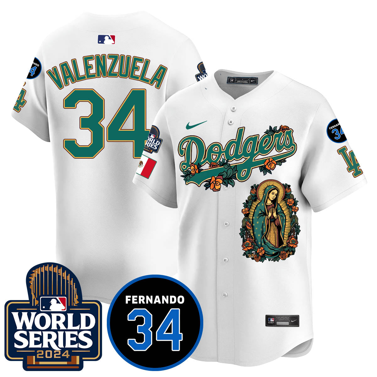 Dodgers Guadalupe - Fernando Valenzuela Memorial Jersey - Stitched