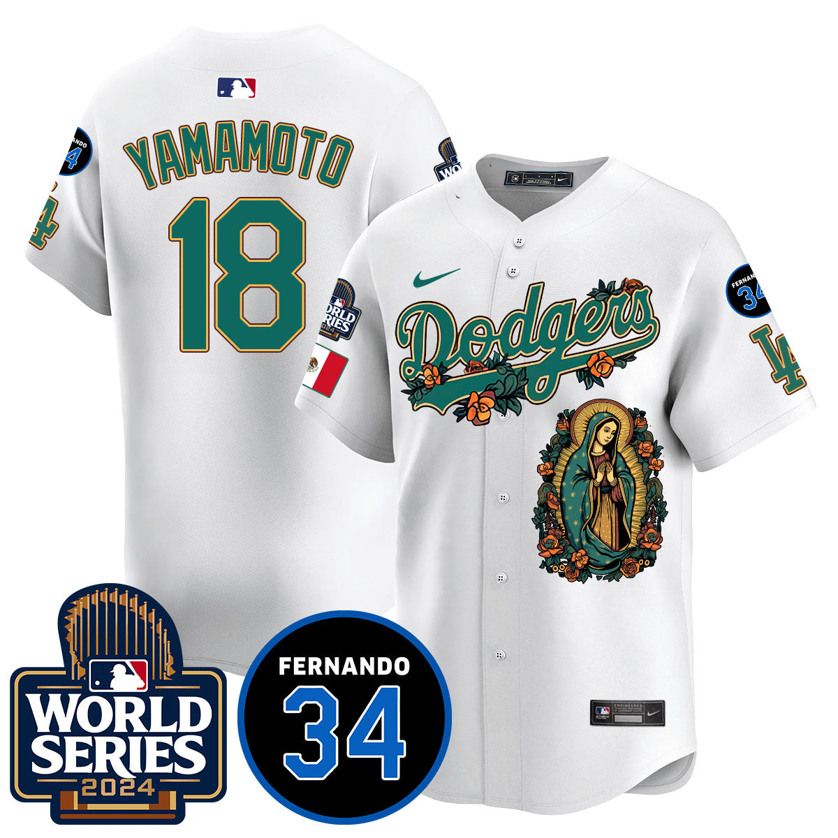 Dodgers Guadalupe - Fernando Valenzuela Memorial Jersey - Stitched