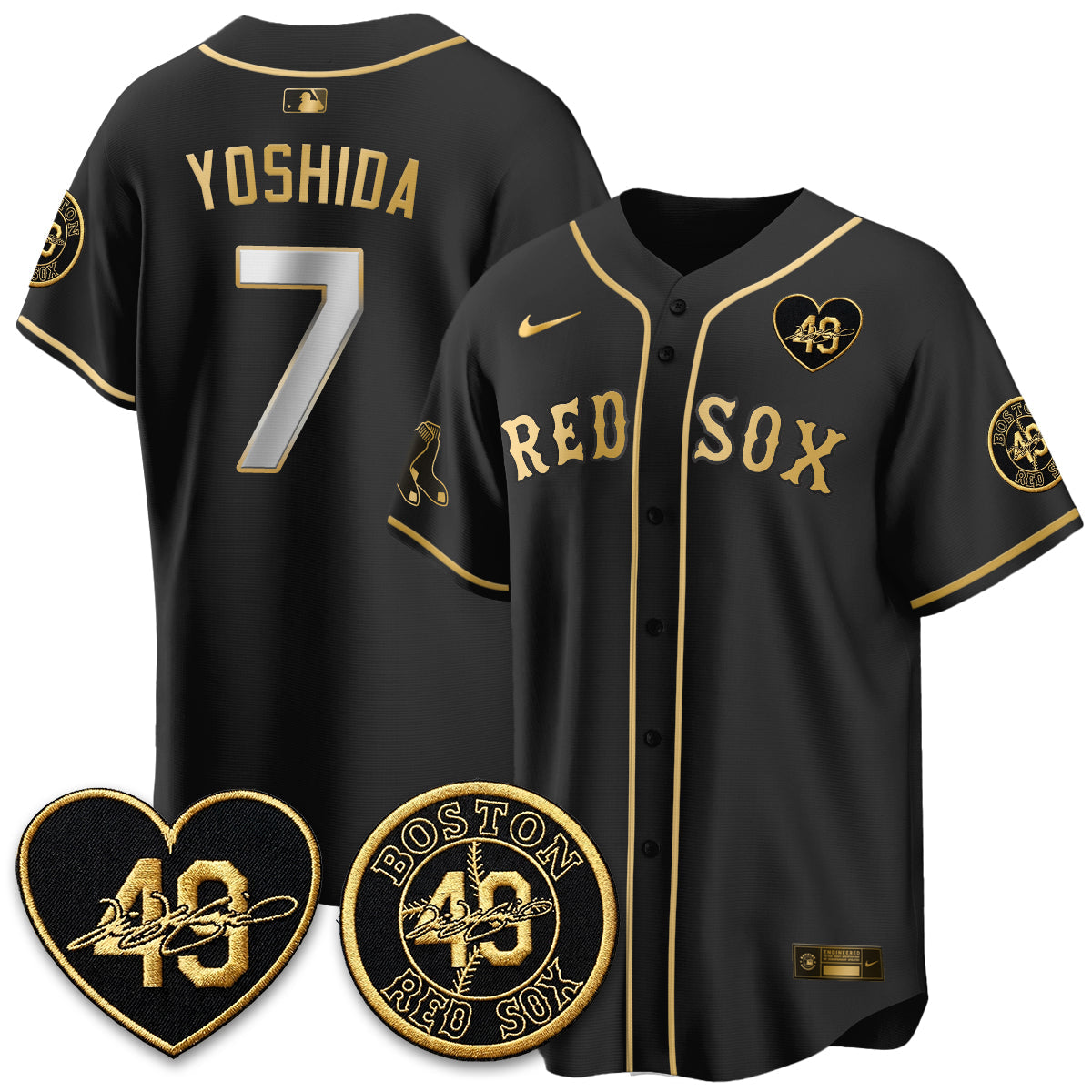 BOS Tim Wakefield Memorial Patch Vaper Premier Limited Jersey - All Stitched