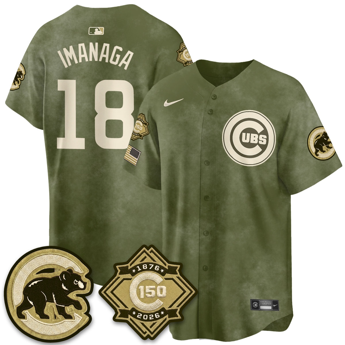 CHC New Era Olive 2026 Armed Forces Day Jersey -All Stitched