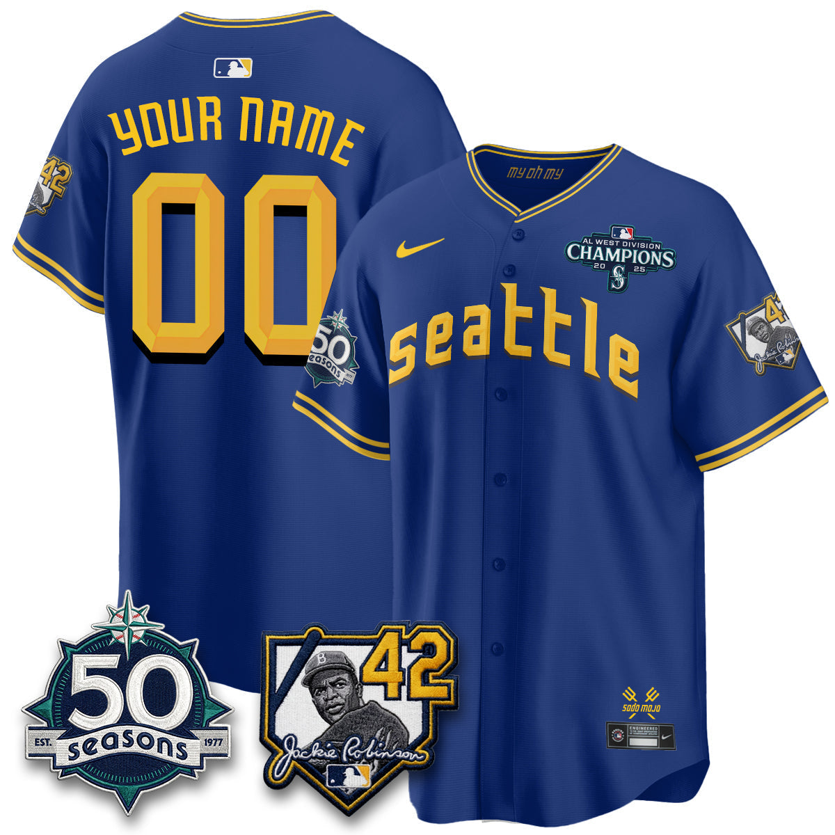 SEA 2026 Jackie Robinson New Era Vapor Custom Limited Jersey - Stitched