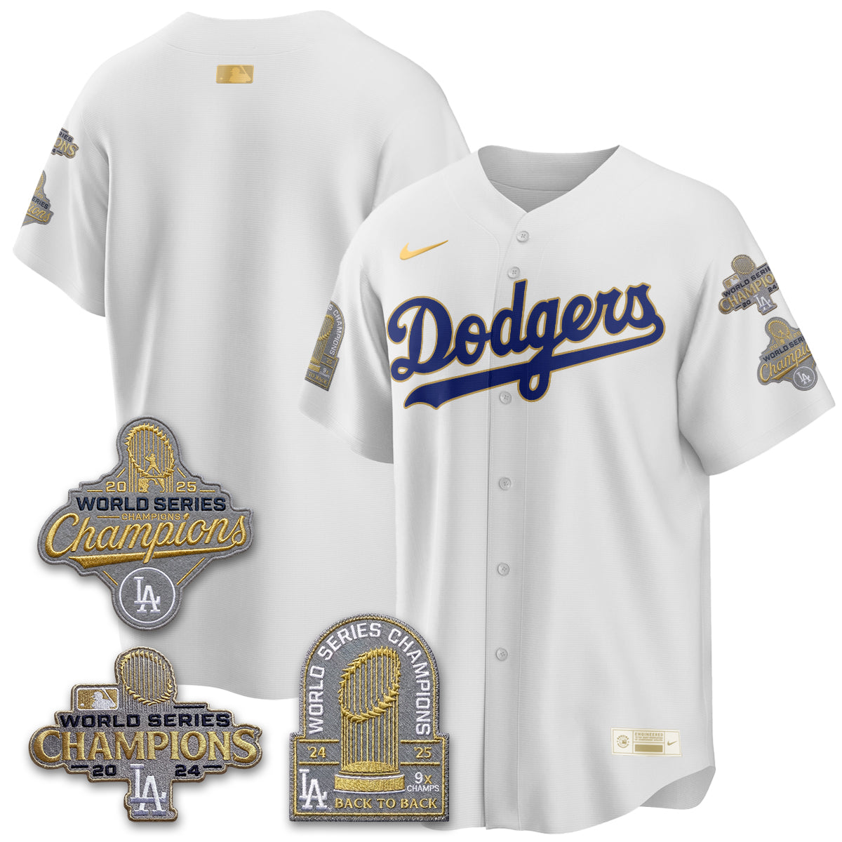 LAD Gold Collection Stadium Vapor Limited Jersey - Back to Back 9x Champs - Stitched