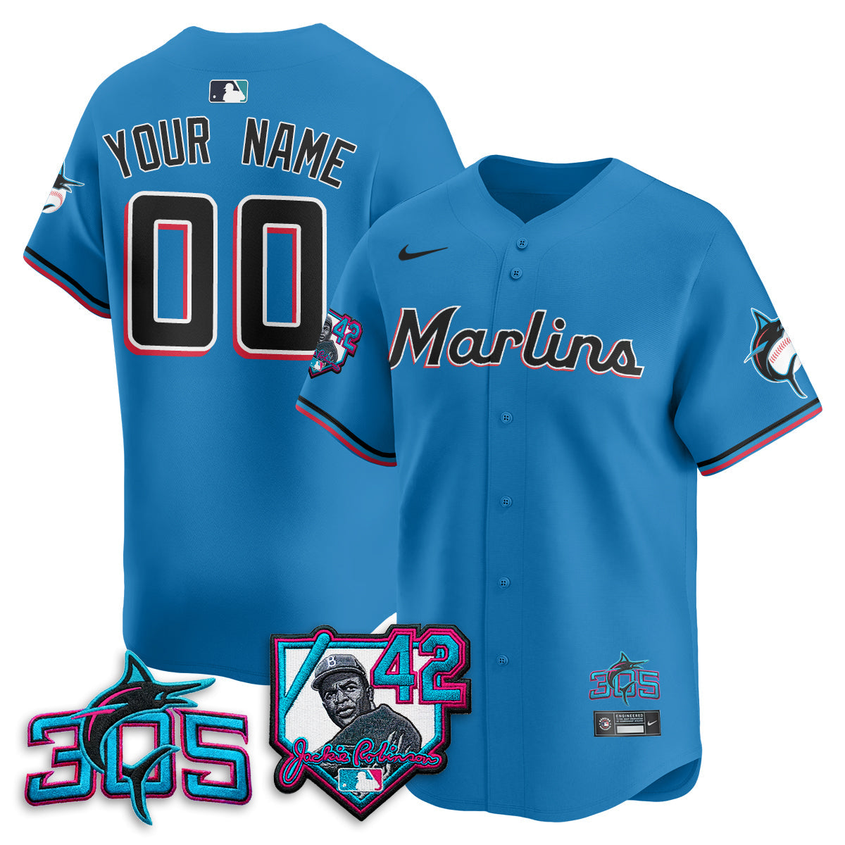 MIA 2026 Jackie Robinson New Era Vapor Custom Limited Jersey - All Stitched
