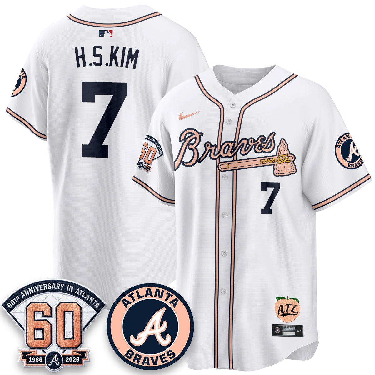 ATL 60th Anniversary Peach Edition Vapor Premier Limited Jersey - All Stitched
