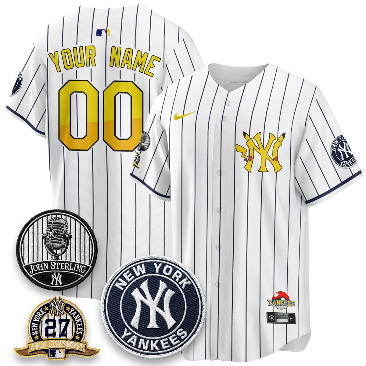 NYY x PKM Cartoon Limited Custom Jersey -  Stitched