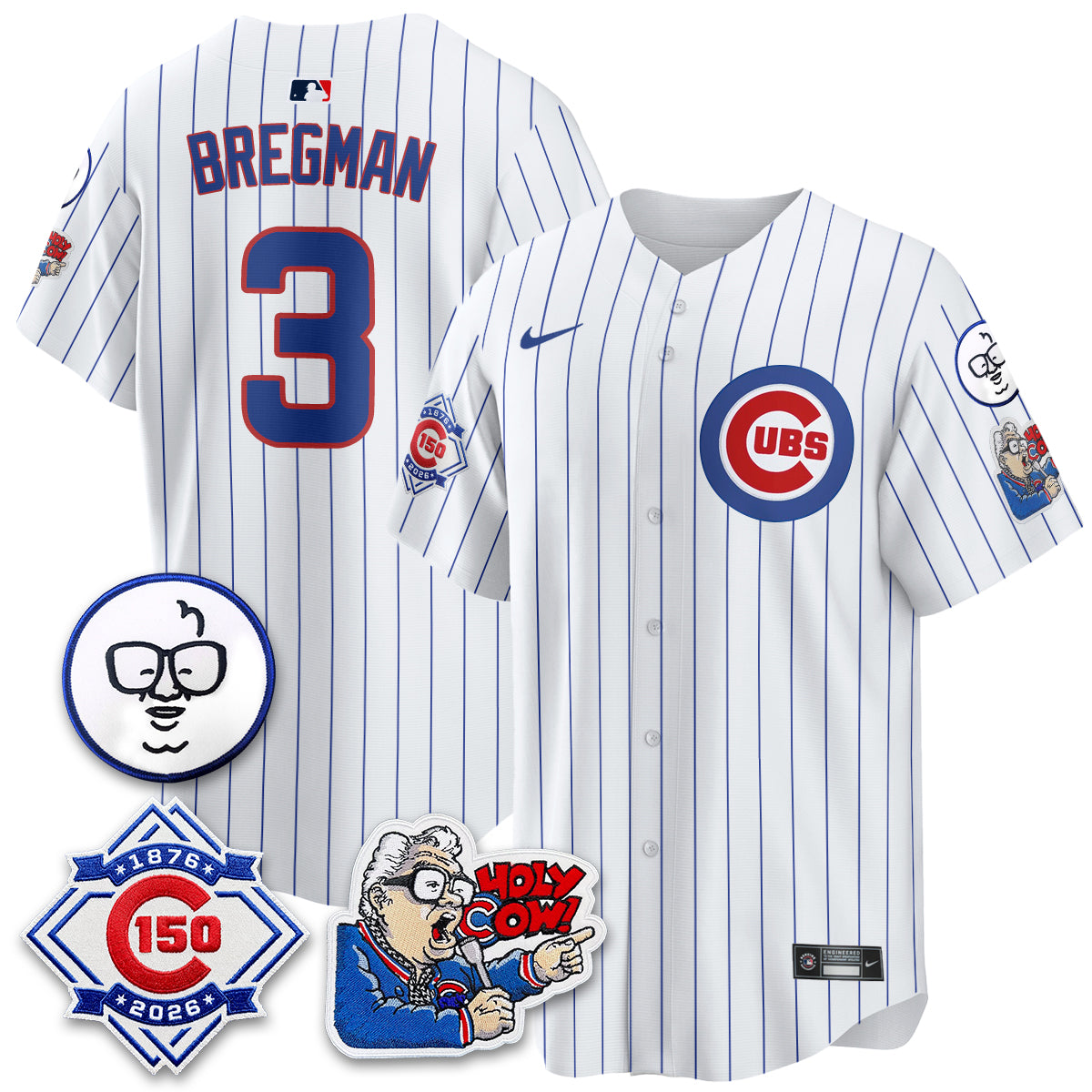 CHC 150th Anniversary Harry Caray Holy Cow Limited Navy Jersey - Stitched V2