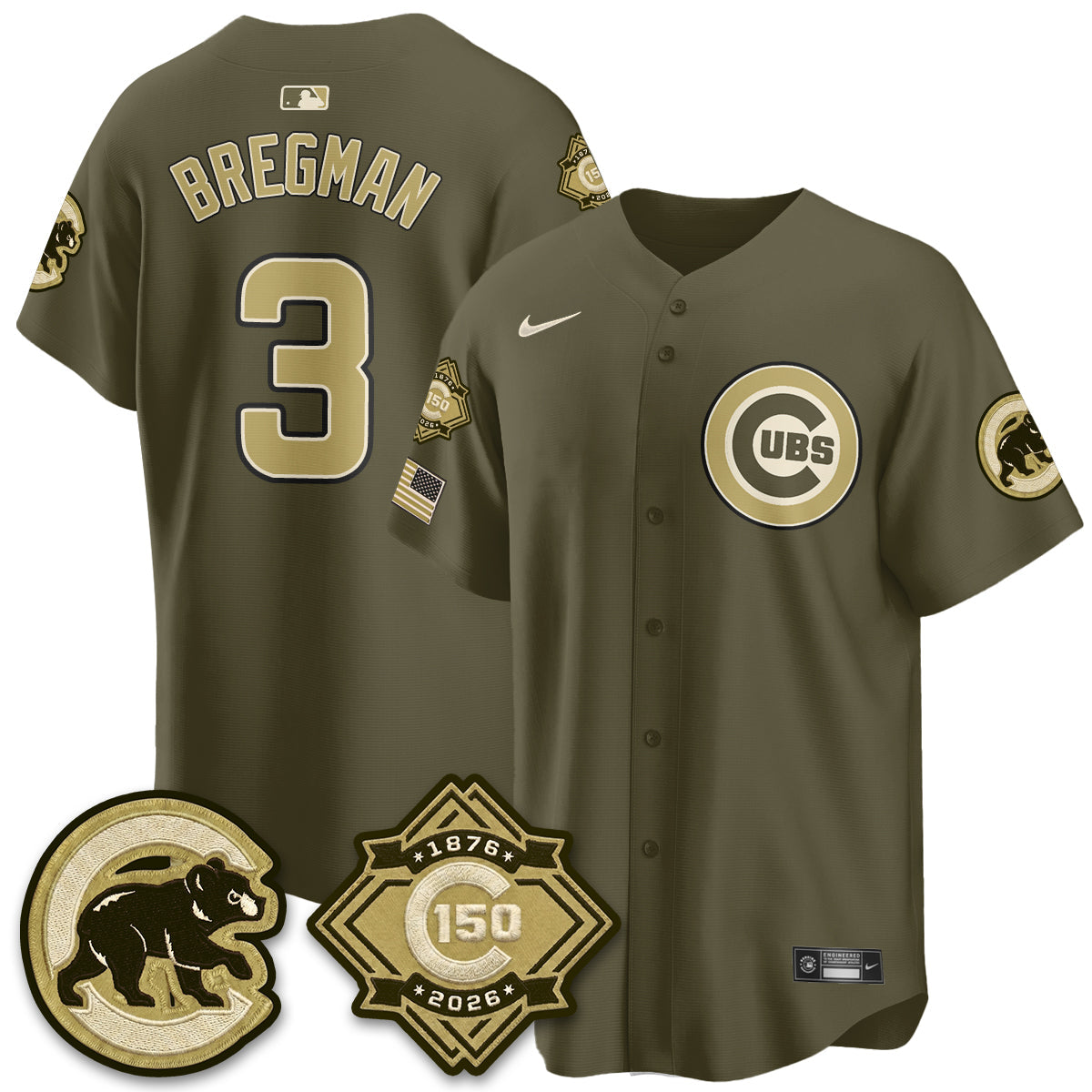 CHC New Era Olive 2026 Armed Forces Day Jersey -All Stitched