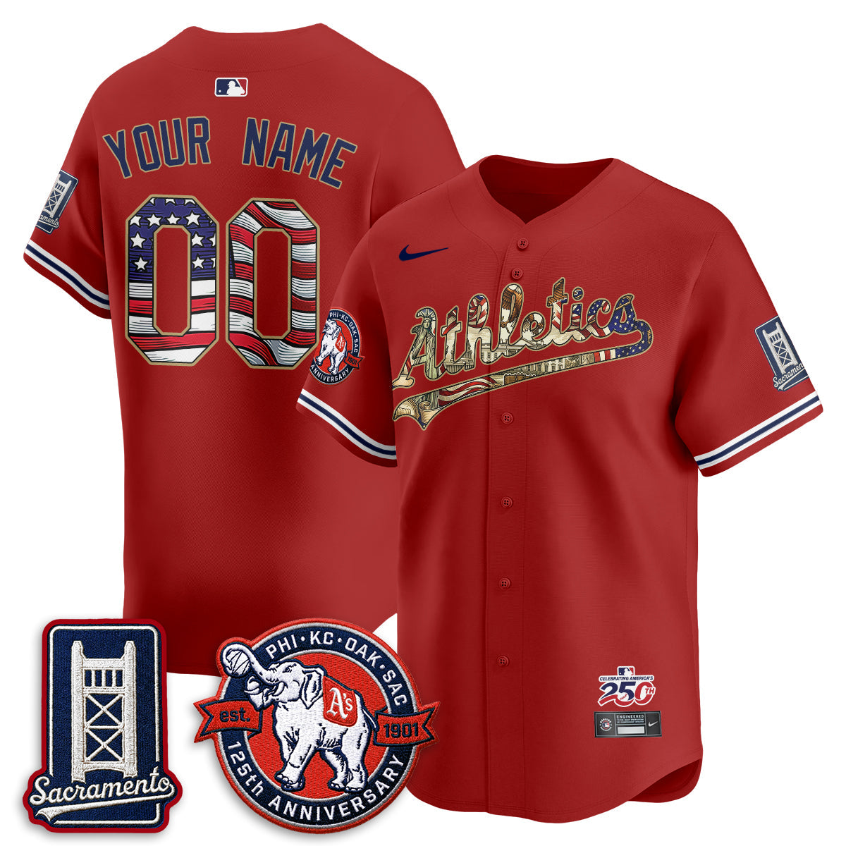 OAK  2026 Independence Day USA Vapor Custom Jersey - Stitched