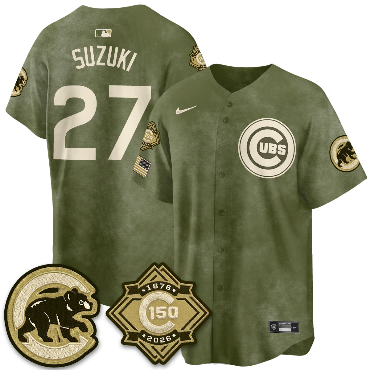 CHC New Era Olive 2026 Armed Forces Day Jersey -Stitched
