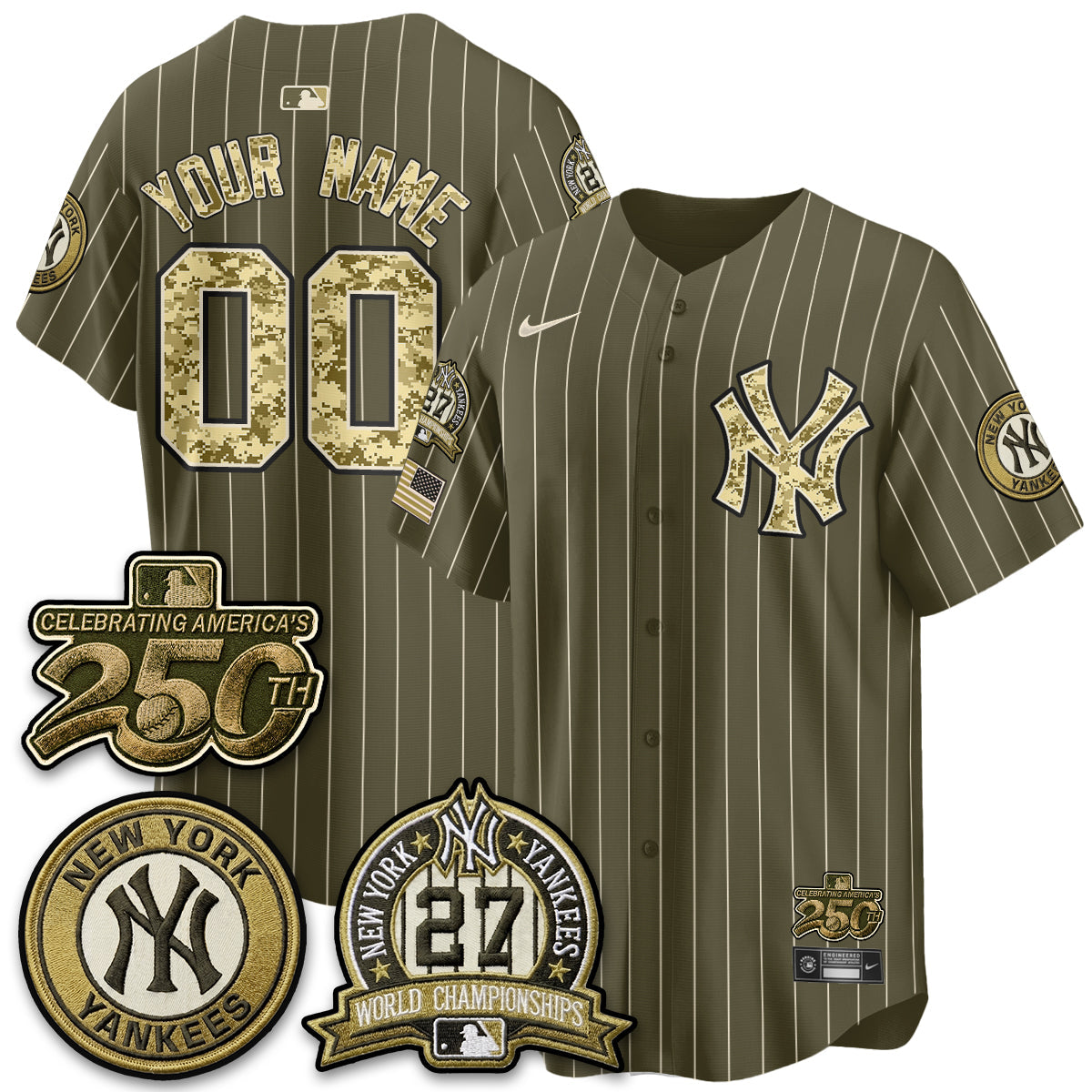NYY Salute to Service 2026 Vapor Limited Custom Jersey - Stitched